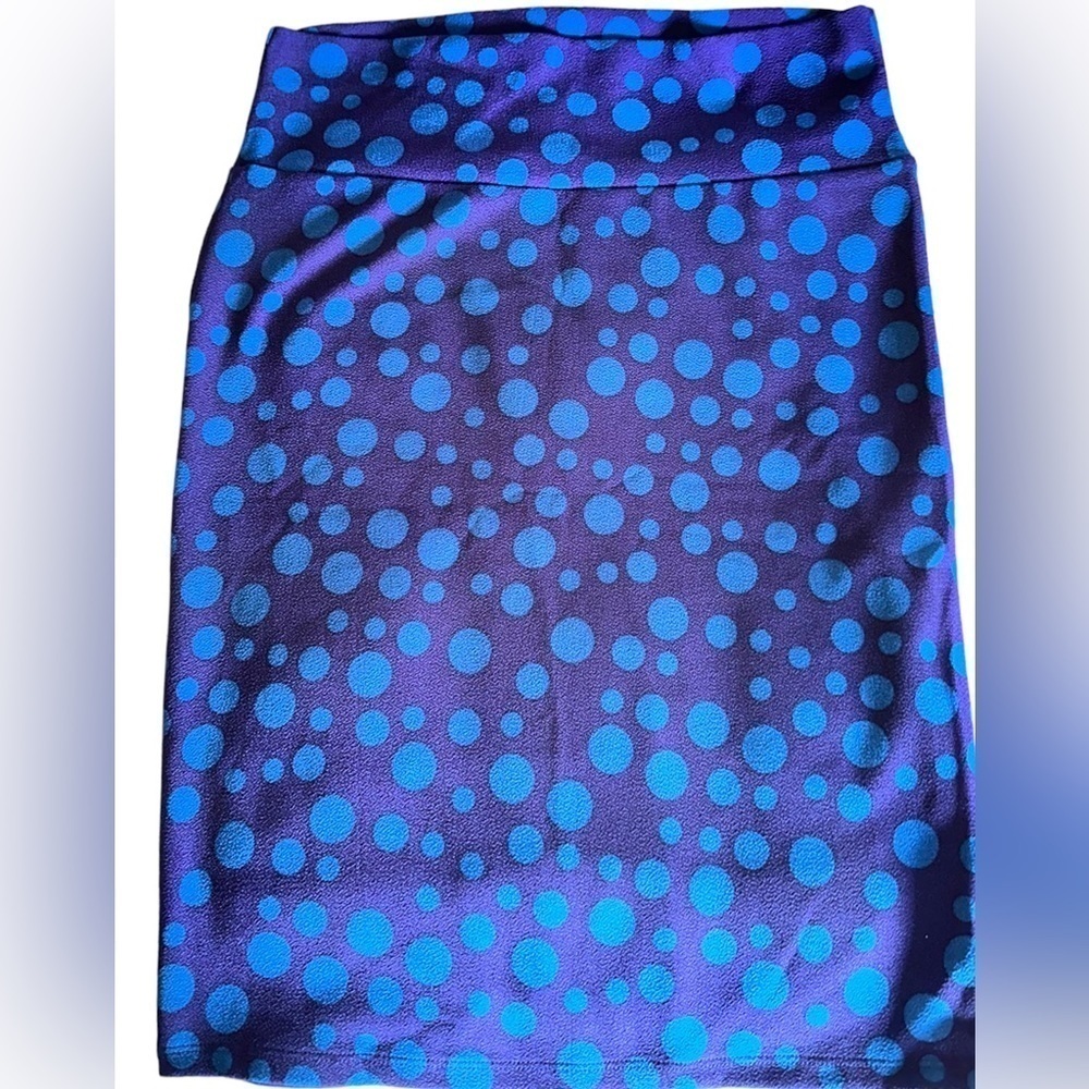 Lularoe purple and blue‎ polka dot Cassie pencil skirt. Bodycon. NWT